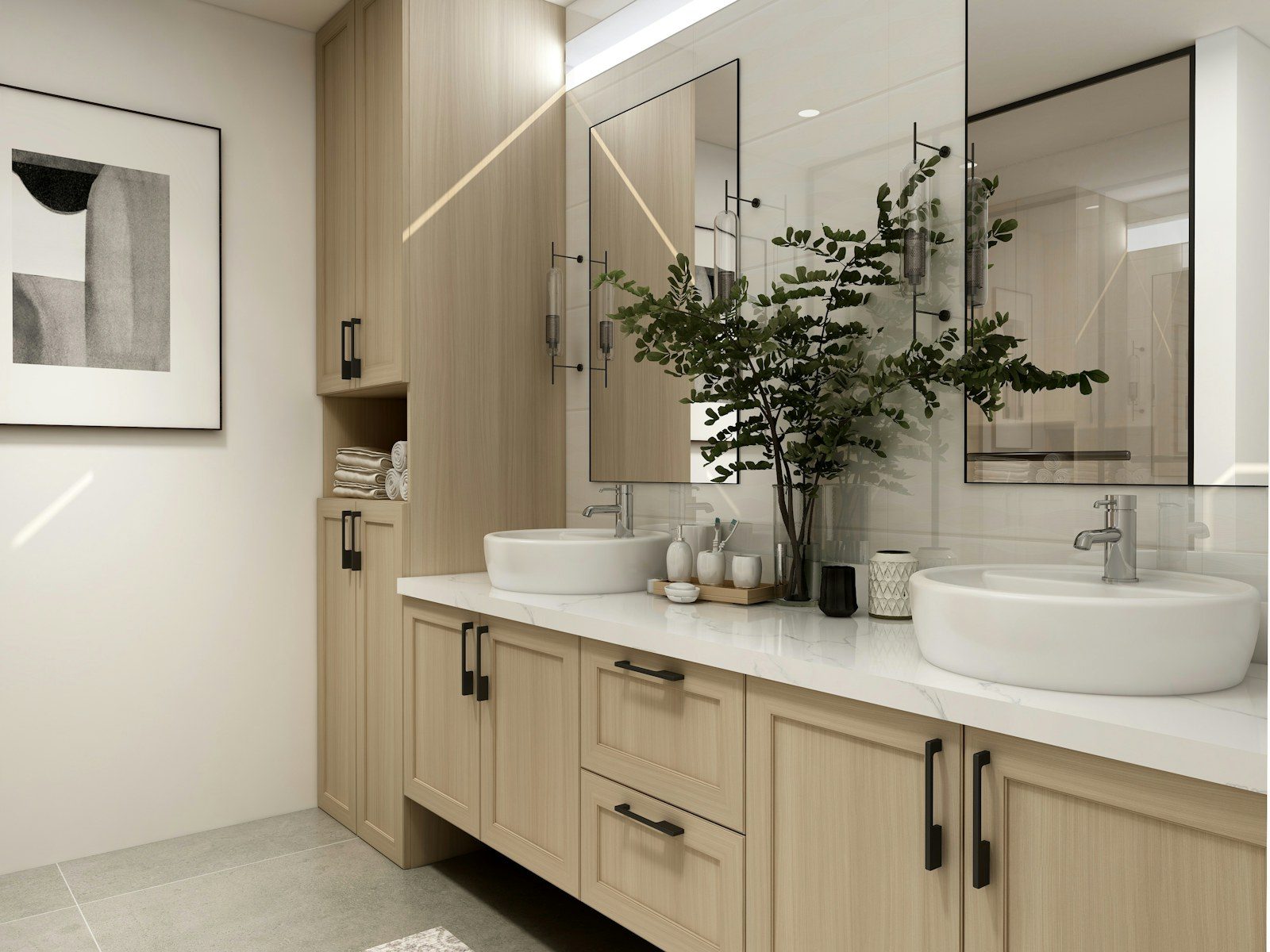 Meuble vasque double et robinetterie